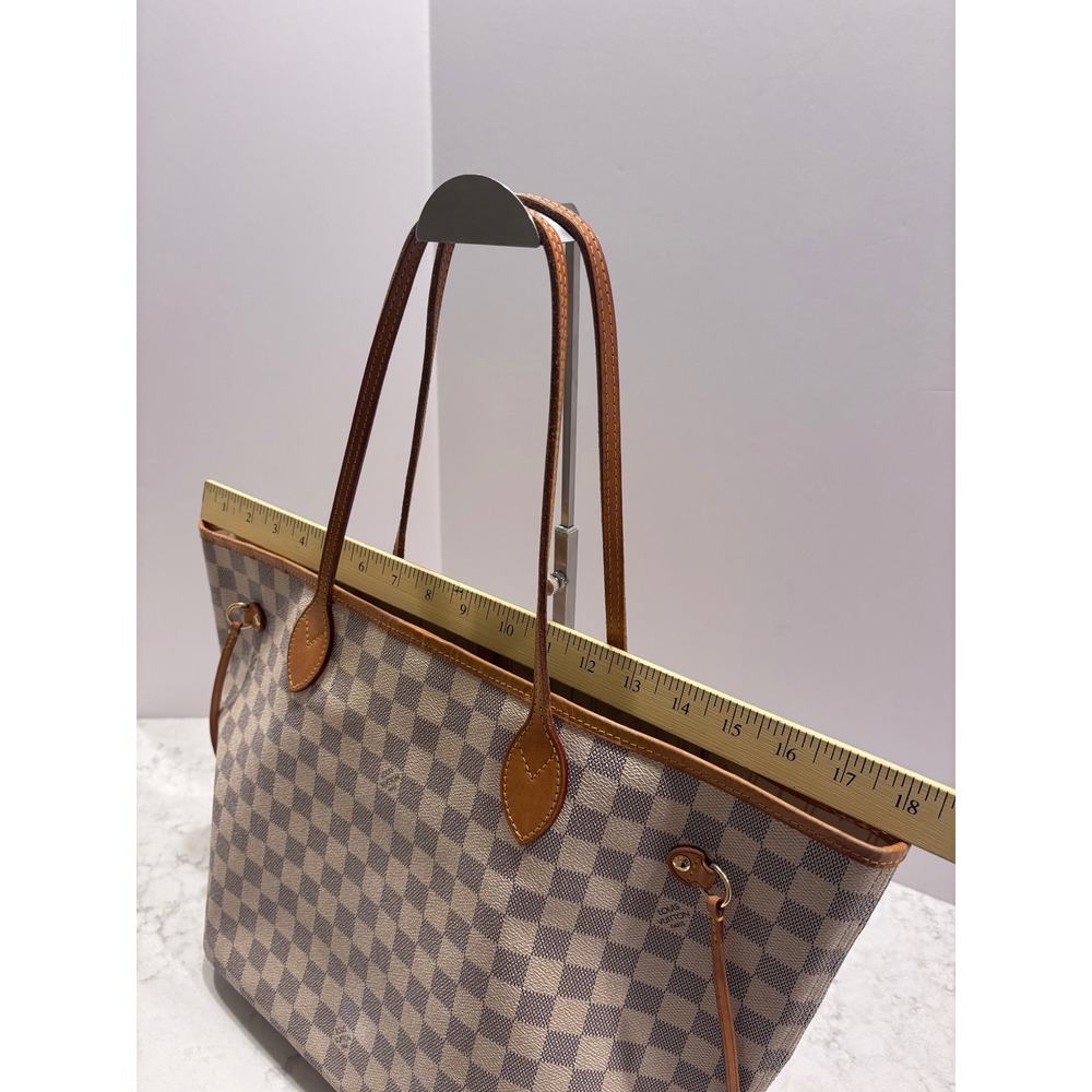 Louis Vuitton Neverfull MM Damier Azur Canvas Tote Bag White Blue Shoulder Bag - Picture 16 of 16